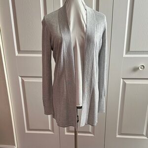 White House Black Market Silver Open Front Cardigan